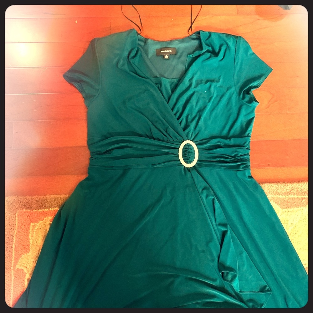 Green cocktail wrap midi dress